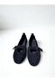 Genuine Leather Navy Blue Suede Single Buckle Mary Jane Ballet Flats for Women