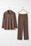Bürümcük Fabric Buttoned Shirt Pants Bottom Top Set