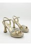 Lucy Gold Gold Stone Cross Strap Ankle Strap Platform Heels 10 cm Evening Dress Women's Heeled Shoes