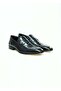 Dark Blue Color Laceless Genuine Leather Men's Shoes