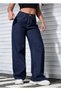Cristina Women's Dark Blue Stretch Fabric Super High-Waist Relaxed Jeans Palazzo Pants Wide Leg - 5