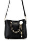 Women's Faux Leather Black Handbag - 6