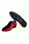 Burgundy Color Laceless Velvet Men's Shoes - 3