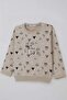 Baby Girl Tracksuit Set with Heart Pattern, 9 Months-3 Years, Beige - 6