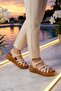 Beige Soft Sole Women's Heeled Sandals 492113 Z