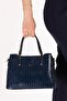 Women's Double Compartment Hand and Shoulder Bag Ald.3876 Navy Blue Croco