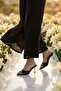 Black Patent Leather Women's Lightweight Thin Heeled Slippers 336601 Z