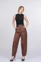 Women's Summer Brown Rosaria Balloon Form Narrow Leg Fabric Trousers Stylish Daily Comfortable 30383