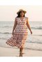 Women's Bohemian Patterned V-Neck Midi Dress