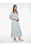 Cotton Short Balloon Sleeve U-Neck Gipeli Floral Maxi Dress - 2