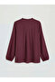 Burgundy Ruffled Mock Neck Blouse - 5