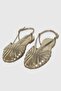Lidya Gold Matte Ribbed Ankle Strap Women's Sandals - 5
