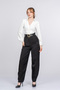 Women's Summer Black Rosaria Balloon Form Narrow Leg Fabric Trousers Stylish Daily Comfortable 30383