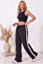 Women's White Striped Loose Baggy Sweatpants - 2