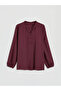Burgundy Ruffled Mock Neck Blouse - 4