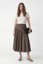 Khaki Women's Midi Skirt with Handkerchief Detail - 2