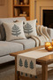 Tree Punch Embroidered Tree Pattern Throw Pillow Runner Set 2 Square Pillows 1 Runner Boho Decorative Living Room Set - 2