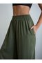 Crep Women's Silky Cupra Satin Wide Leg Pants Khaki – Comfortable Fit with Elastic Waist - 4