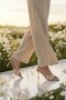 Beige Patent Leather Women's Lightweight Thin Heeled Slippers 336601 Z