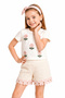 Girl's Floral Embroidered T-Shirt and Lace Shorts Set of 2 Ak4216 - 3