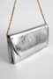 Chiara Silver Chain Detailed Shiny Mini Baguette Bag - 4