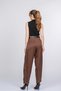 Women's Summer Brown Rosaria Balloon Form Narrow Leg Fabric Trousers Stylish Daily Comfortable 30383 - 4