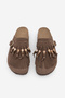 Women's Genuine Leather Eva Sole Tasseled Closed Front Beaded Sabo Daily Slippers Serloz Brown Suede - 6
