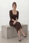 Square Neck Belt Detailed Half Sleeve Midi Dress - 5