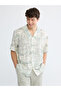 قميص رجالي من NEVAVM بتصميم Regular Fit Resort Yaka Patterned