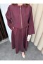 Plum women's tencel fabric skirt with belt detail, flowy textured jacket and skirt set - 7