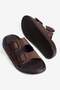 Women's Suede Slippers with Double Buckle Straps, Daily Comfortable, Sermina Brown - 3