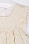 Floral Patterned Straw Hat and Linen Dress for Girls - 26Y 7285 - 2