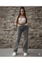 Avril Smoked Snow Wash Lycra High Waist Palazzo Jean Trousers