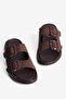 Women's Suede Slippers with Double Buckle Straps, Daily Comfortable, Sermina Brown - 5