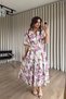 White Purple Floral Belted Balloon Sleeve Shirt Dress - 6