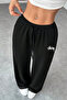 Stüssy Printed Black Wide Leg Summer Baggy 3 Yarn Flexible Comfortable Sweatpants Rf0673