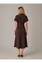 Brown Buttoned Midi Dress – Fitted at the Waist, Comfortable Fit, Stylish Design - 4