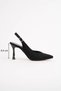 Black Suede Open Back 8.5 cm V Model Women's Summer Stiletto Special Heel New Season Premium Product - 3