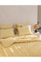 Linda Double Bed 100% Cotton Embroidered Washable Seersucker Bed Sheet Set - Yellow - 4