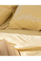 Linda Double Bed 100% Cotton Embroidered Washable Seersucker Bed Sheet Set - Yellow - 7