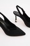 Black Suede Open Back 8.5 cm V Model Women's Summer Stiletto Special Heel New Season Premium Product - 7
