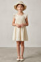 Floral Patterned Straw Hat and Linen Dress for Girls - 26Y 7285