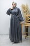 Balloon Sleeve Stone Detailed Evening Dress Tsd260182 Navy Blue - 5