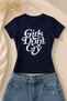 Women's Girls Don'T Cry Printed Short Sleeve Lycra Tight Body T-Shirt