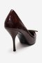 Dexen Burgundy Print Metal Buckle Women's Thin Heeled Shoes - 5