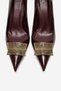 Dexen Burgundy Print Metal Buckle Women's Thin Heeled Shoes - 2