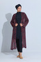 Women's Pareo Kimono Long Patterned Beach Dress Hijab Swimsuit Top Red Black - 2