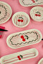14 Piece Cherry Patterned Breakfast Presentation Set and Serving Plates Pink Striped Cherry Pattern Breakfast Set - 6