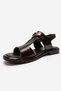 Auren Brown Patent Leather Genuine Leather Buckle Women's Sandals - 6