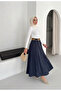 Modest Belted Pleated Maxi Woven Skirt - 5